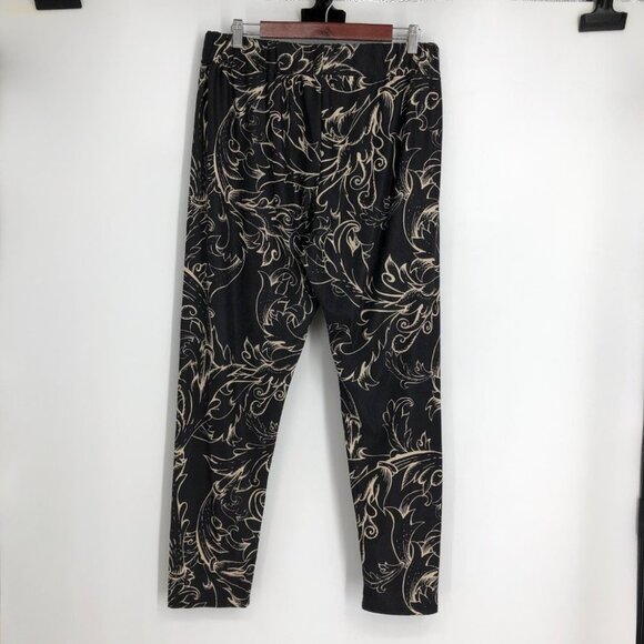 Relevate Designs Black & tan Baroque Abstract Pattern Leggings Stretchy size 1x - Picture 2 of 13
